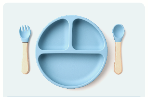3 Piece Plate Set Blue